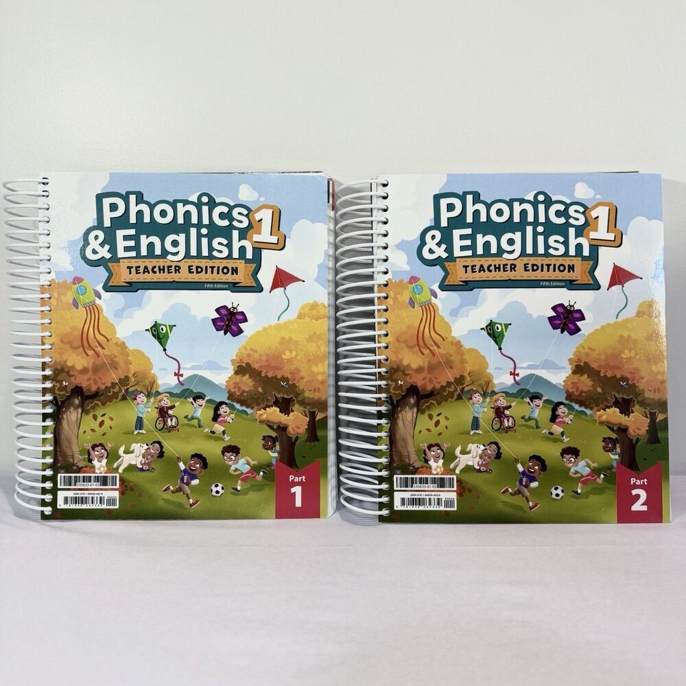 BJU Press Phonics & English 1 Teacher Book Fifth Edition Set Parts 1 & 2